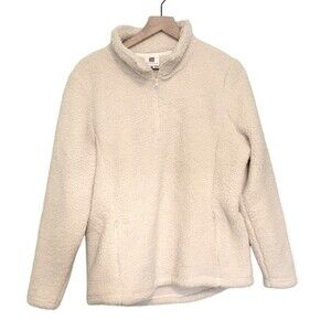 Nuvano Cream Sherpa Pullover Quarter Zip Size Medium